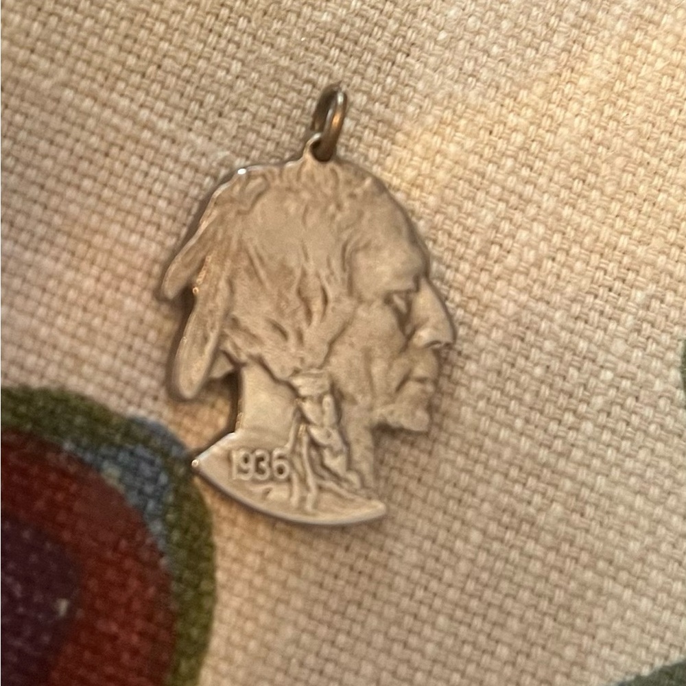 Sterling Silver Buffalo Nickel Pendant Charm - Silver